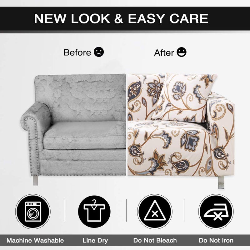 Lamberia Printed Sofa Cover Stretch Couch Cover Sofa Slipcovers for 4 Cushion Couch with Two Free Pillow Cases (Love Forever, Sofa-4 Seater) - Image 5